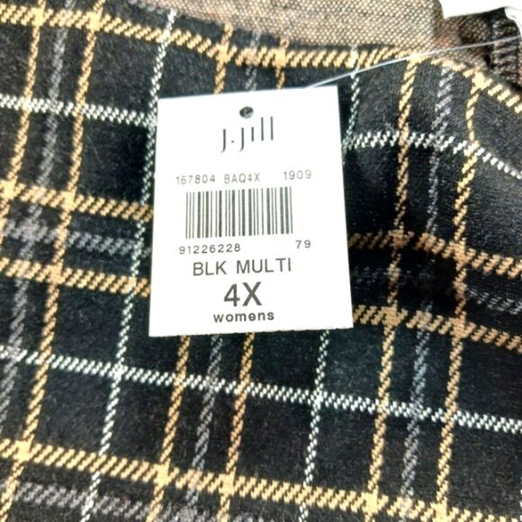 J. Jill Ponte Slim Leg Black Multi Plaid Pull Up Pants. Rayon/ Viscose 4X. NEW.. - Picture 7 of 14